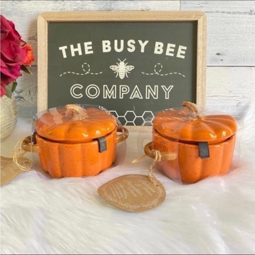 10 Strawberry Street Pumpkin Casserole Mini Cocottes/Ramekins Set of 2